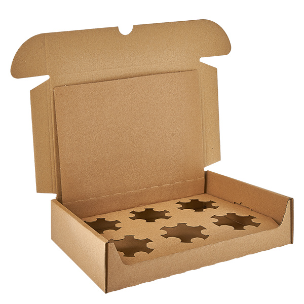 Caixas de frascos de vidro (25 peças) com 6 compartimentos 240x155x53mm