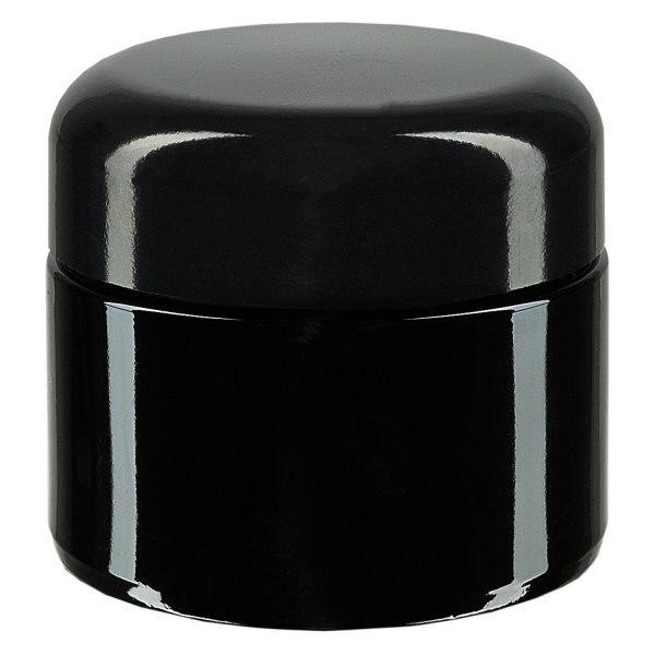 Frasco de cosméticos em vidro violeta 50ml, com tampa preta