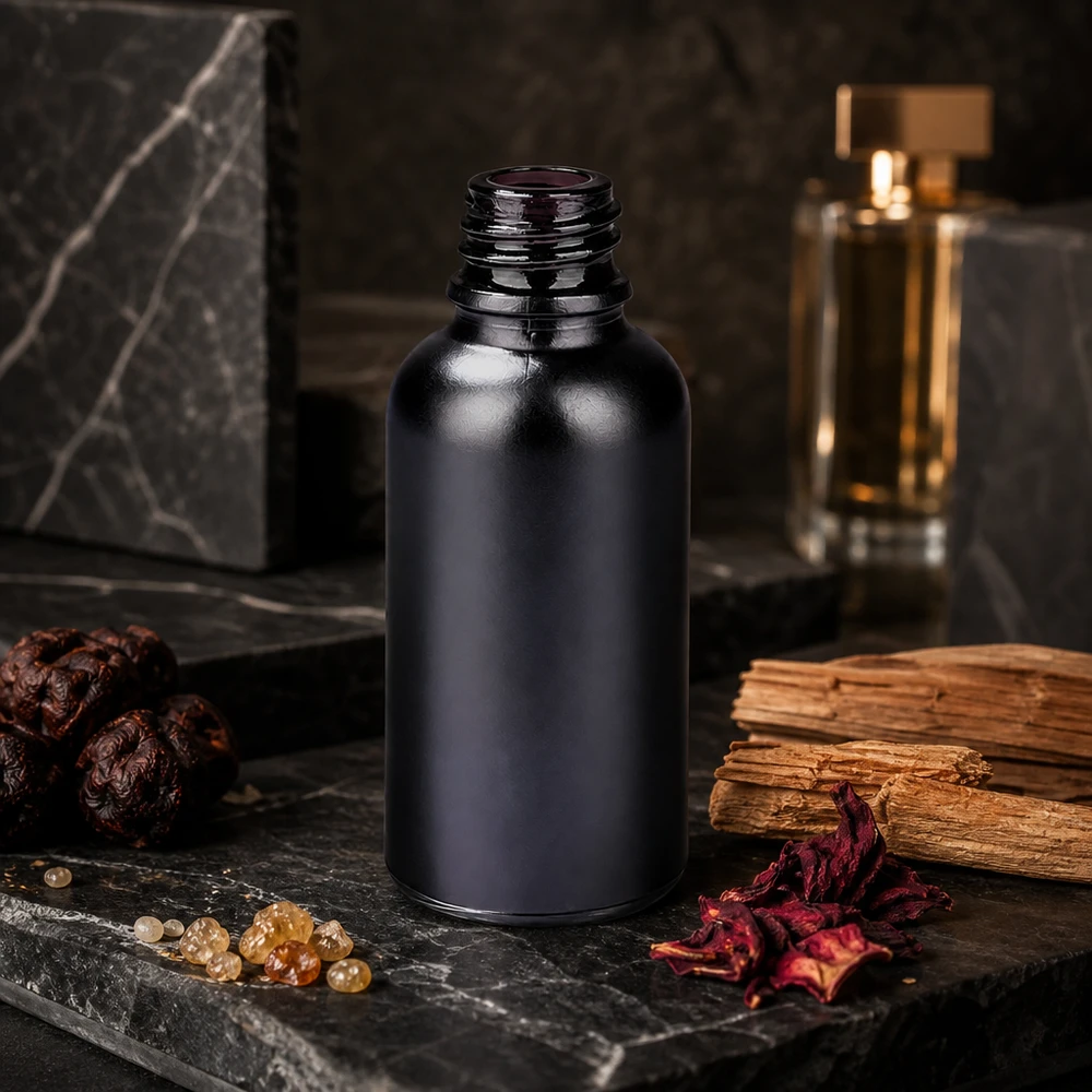 Frasco dispensador de 30 ml BlackLine UT18/30 UNiTWIST Frasco de farmácia elegante de 30 ml em preto mate com o prático sistema de fecho UNiTWIST UT18/30