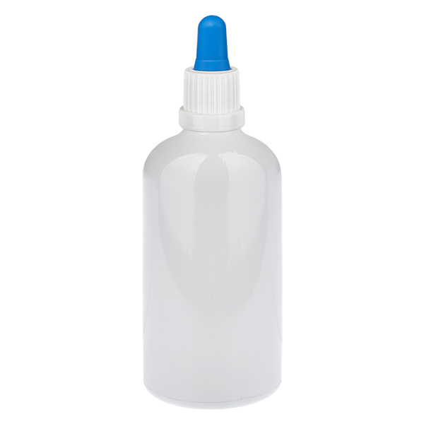 Frasco pipeta de 100 ml branco/azul com tampa inviolável WhiteLine UT18/100