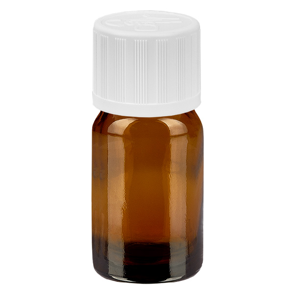 Frasco de 5 ml com tampa de rosca de 11 mm branca padrão resistente a crianças BrownLine UT18/5