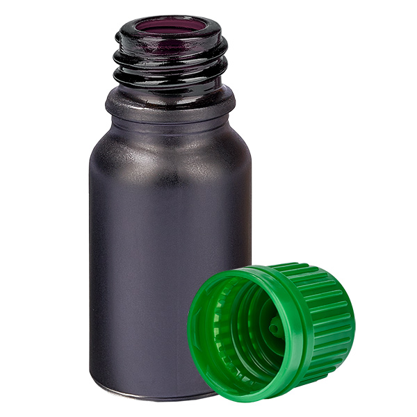 Frasco de 10ml 11mm tampa de rosca verde com fecho inviolável BlackLine UT18/10 Frasco de 10ml 11mm tampa de rosca verde com fecho inviolável BlackLine UT18/10