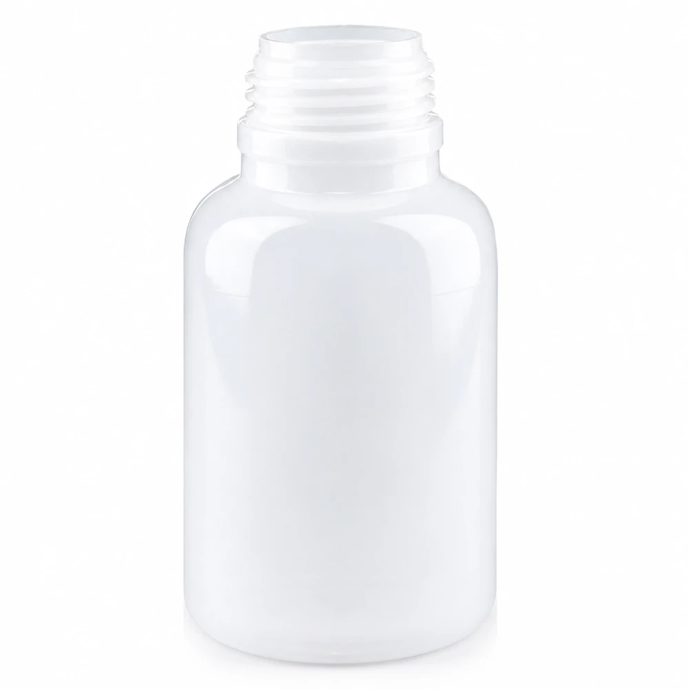 Frasco de laboratório de 250 ml com gargalo largo e sem tampa Frasco de laboratório de 250 ml, de boca larga, em plástico branco, sem tampa, para laboratório e investigação