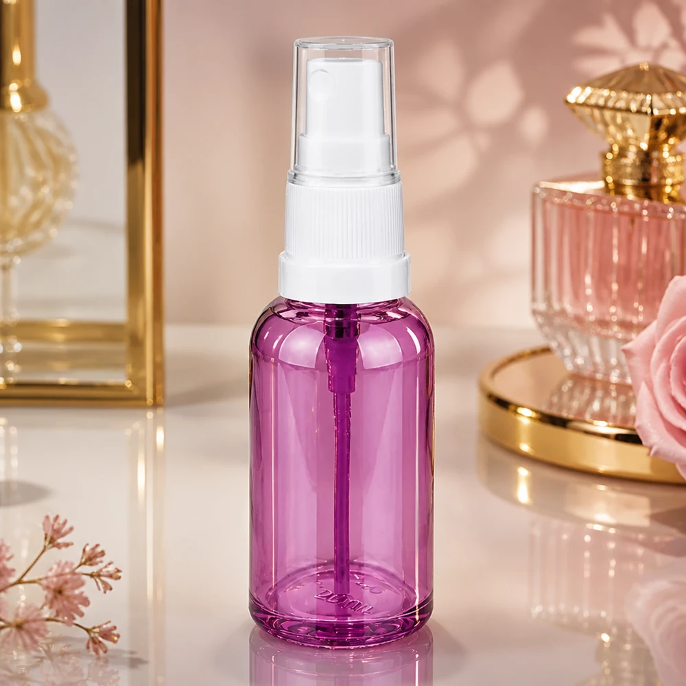 Frasco de spray elegante de 30 ml com design Purple Line para aplicações de beleza luxuosas