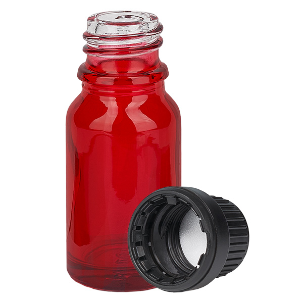 Frasco de 10ml 11mm tampa de rosca preta inviolável RedLine UT18/10 Frasco de 10ml 11mm tampa de rosca preta inviolável RedLine UT18/10