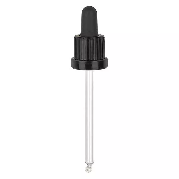 Pipeta conta-gotas de vidro, preto/preto PL95 fecho inviolável III Pipeta conta-gotas de vidro, preto/preto PL95 fecho inviolável III