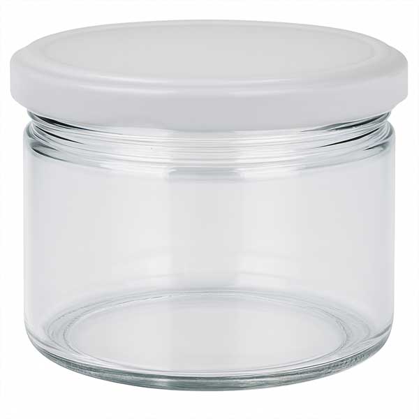 Frasco redondo de 540 ml com tampa BasicSeal branca UNiTWIST