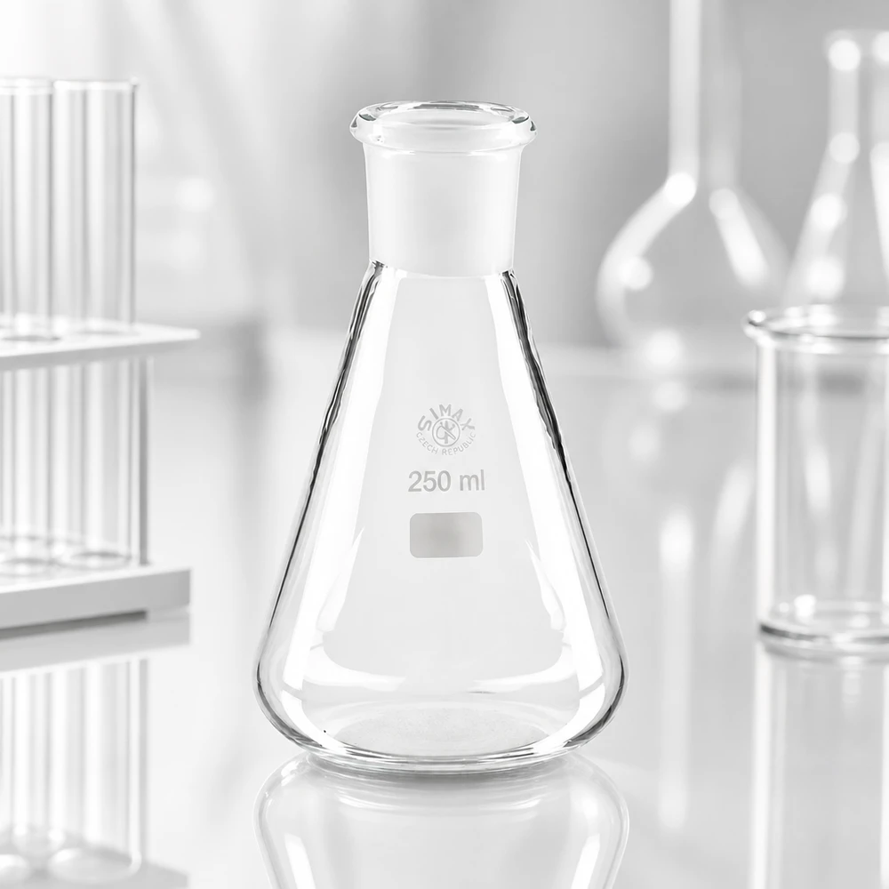Frasco Erlenmeyer 250ml com junta esmerilada standard (29/32) Frasco Erlenmeyer 250ml com junta esmerilada standard (29/32)