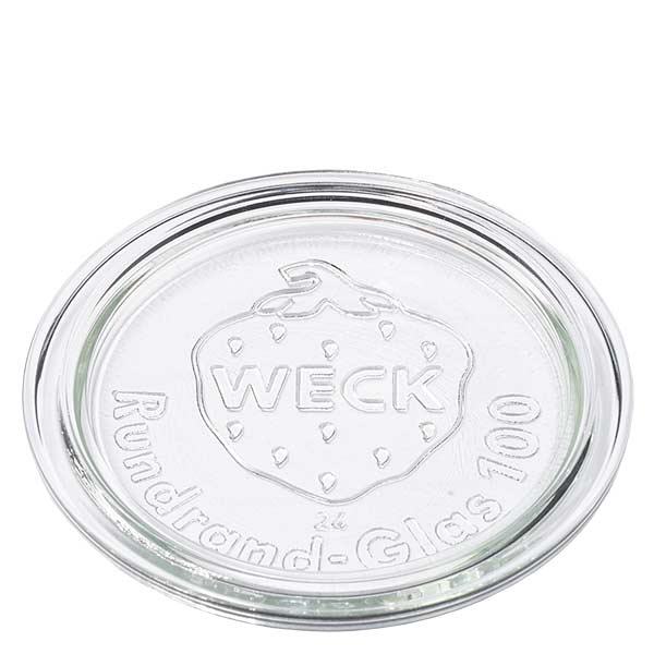 Tampa de vidro WECK RR100 Tampa de vidro WECK RR100 redonda transparente com logótipo em relevo para frascos de conserva e frascos de pedreiro