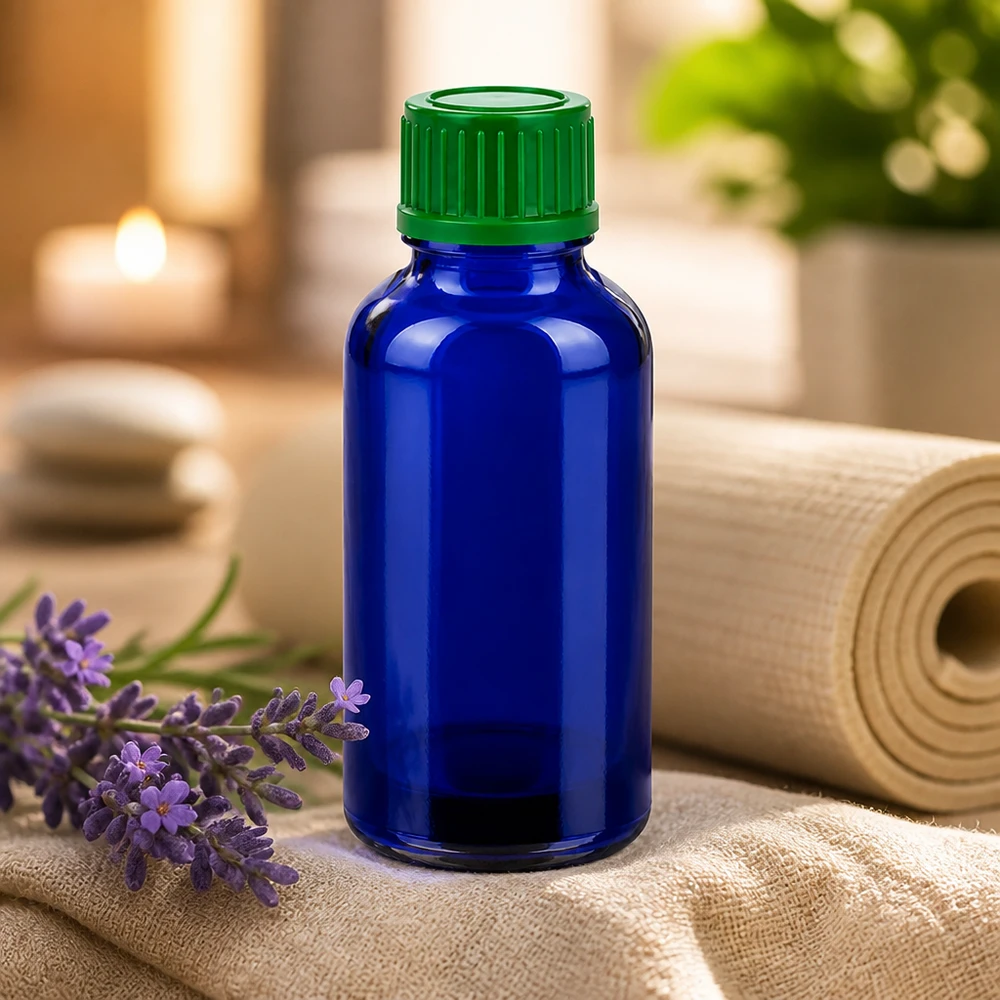 Frasco de vidro de 30 ml de alta qualidade com vidro azul Proteção UV para substâncias sensíveis à luz
