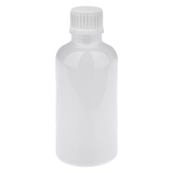 Frasco conta-gotas de 50 ml com tampa branca de 0,9 mm, tampa padrão WhiteLine UT18/50 Frasco conta-gotas de 50 ml com tampa branca de 0,9 mm, tampa padrão WhiteLine UT18/50