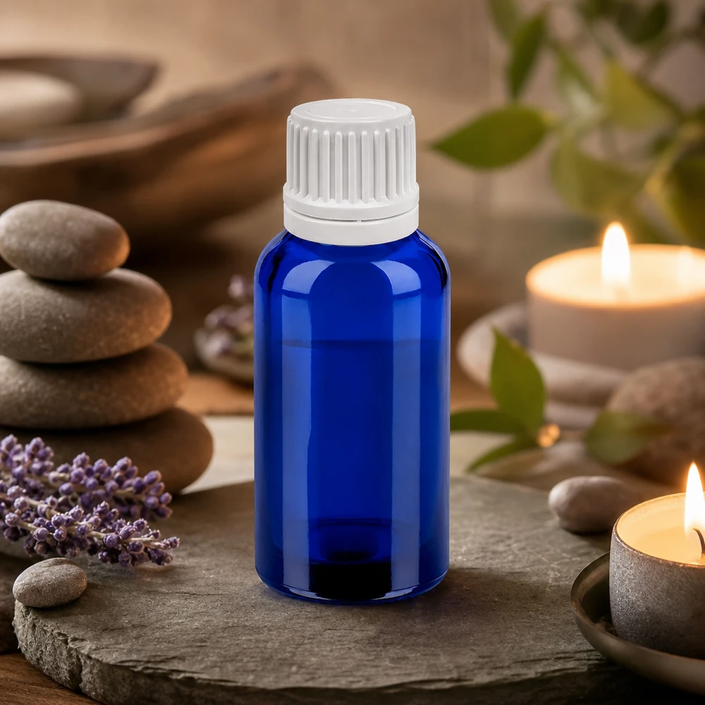 Frasco conta-gotas BlueLine de 30 ml com tampa OV à prova de crianças para armazenamento seguro de tinturas