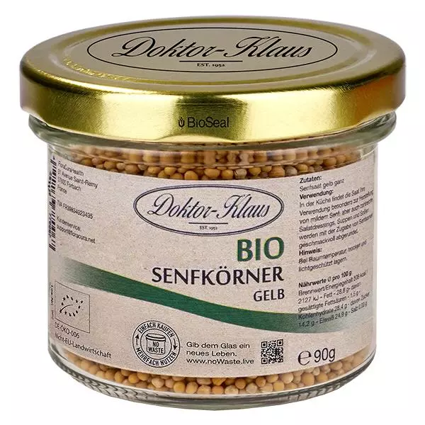 Sementes de mostarda orgânica 90g amarelo Doktor-Klaus noWaste Sementes de mostarda orgânica 90g amarelo Doktor-Klaus noWaste