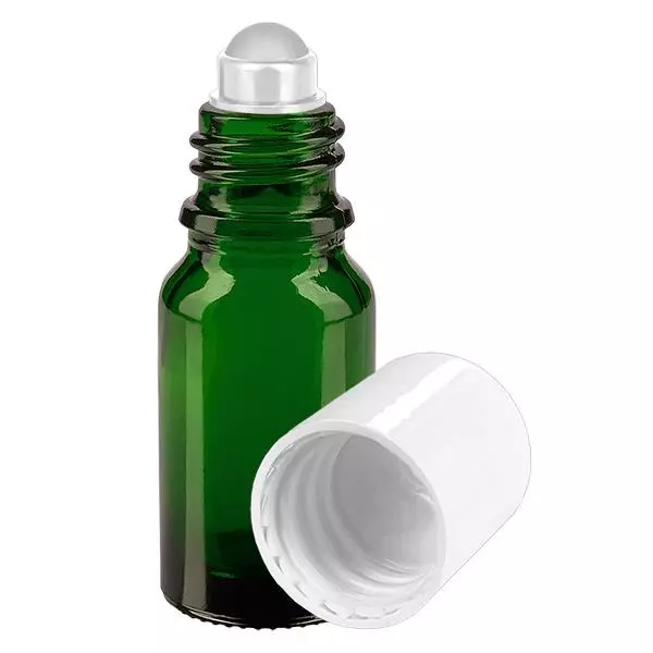 Frasco de farmácia verde 10ml tampa roll-on branca Frasco de farmácia verde 10ml tampa roll-on branca