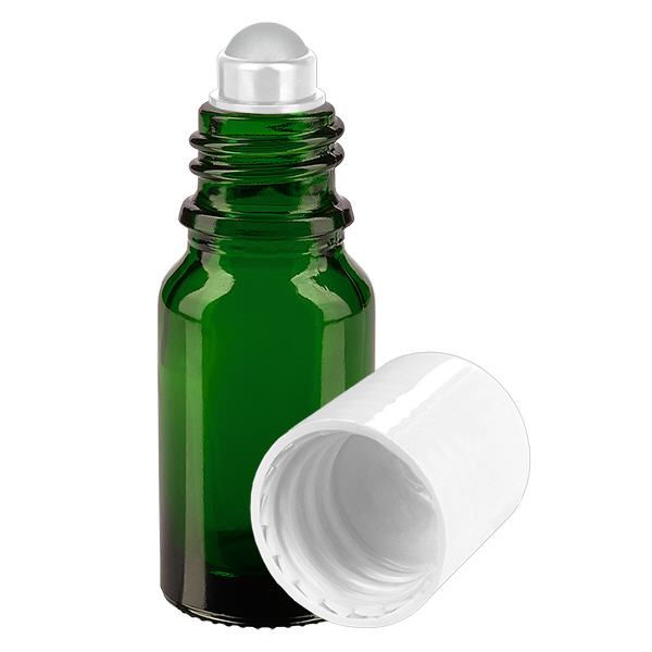 Frasco de farmácia verde 10ml tampa roll-on branca Frasco de farmácia verde 10ml tampa roll-on branca