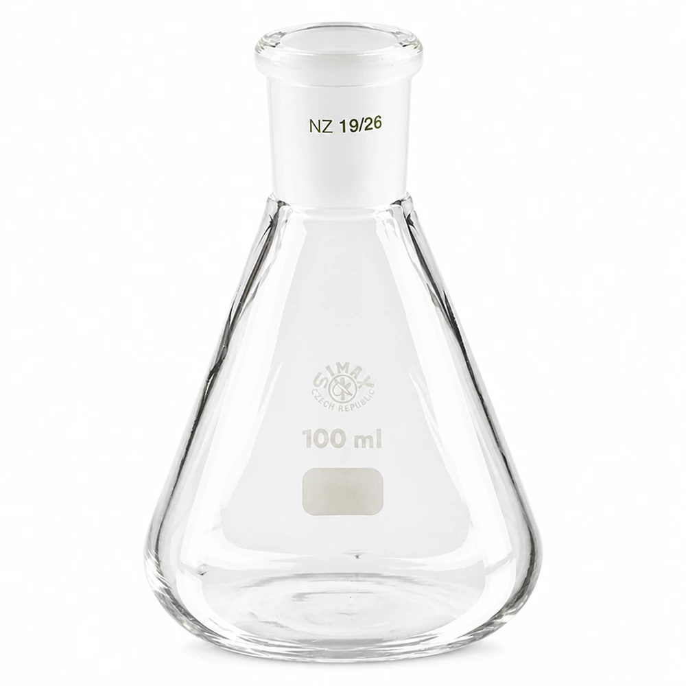 Erlenmeyer 100ml com junta esmerilada padrão (19/26) Erlenmeyer 100ml com junta esmerilada padrão (19/26)