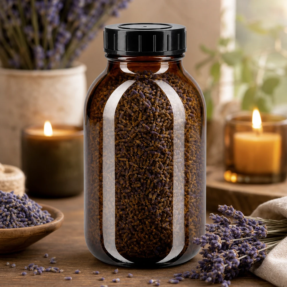 Garrafa de 500ml com gargalo largo em vidro âmbar com tampa de rosca Garrafa de vidro de 500 ml de alta qualidade em castanho com abertura grande para encher e esvaziar facilmente
