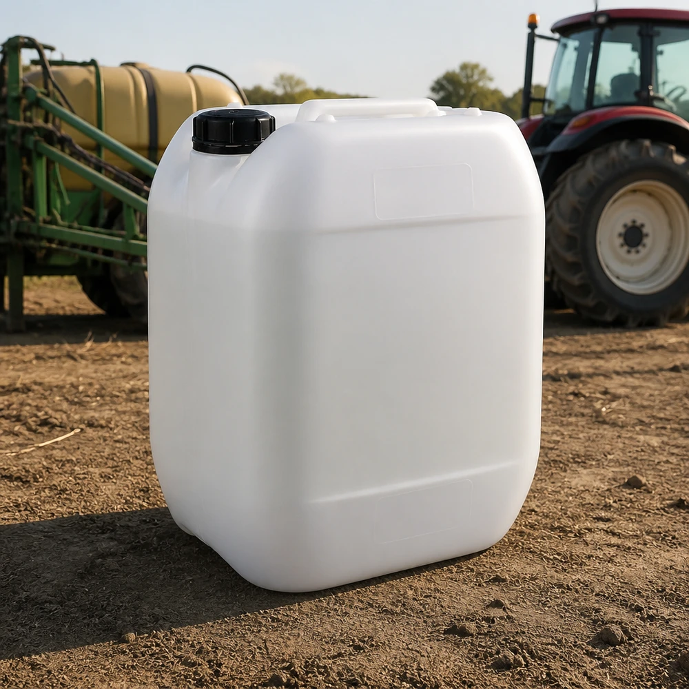 Balde agrícola de 10 L, branco, com tampa original, para produtos fitossanitários utilizados no campo