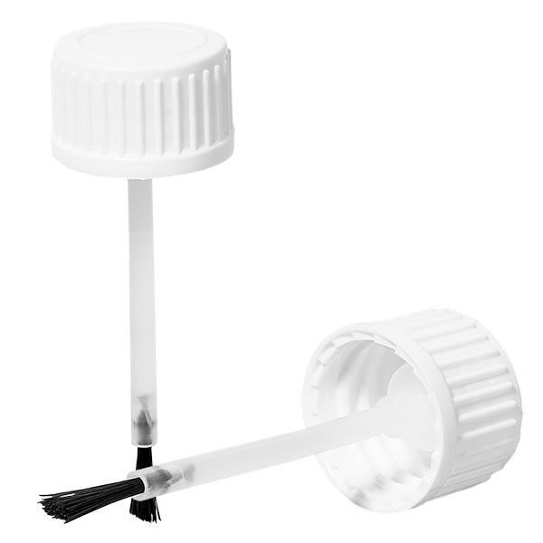 Tampa de rosca + escova para Frasco de 20ml branco 18mm Tampa de rosca + escova para Frasco de 20ml branco 18mm