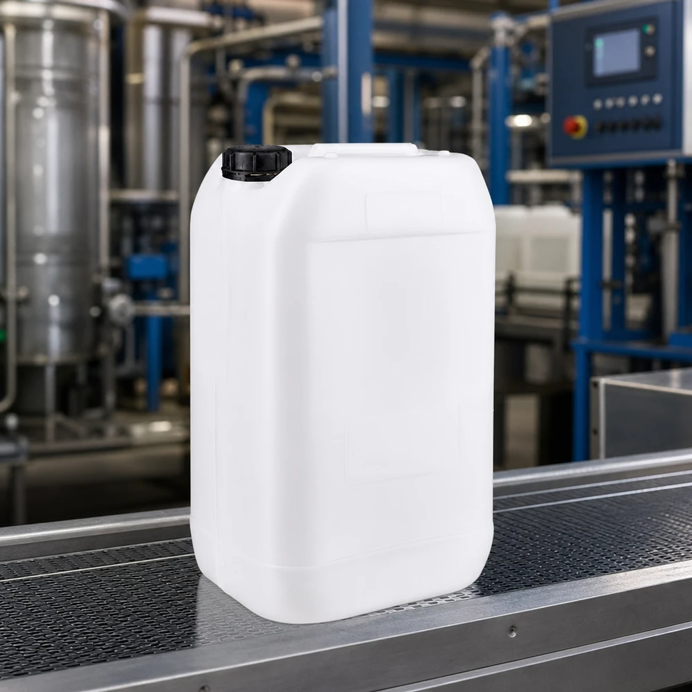 Recipiente industrial de 15 litros em plástico HDPE adequado para contacto com alimentos, com tampa OV preta