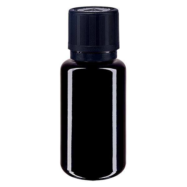 Frasco de farmácia violeta 20ml tampa conta-gotas anel de vazamento 1mm preto resistente a crianças símbolo inviolável tampa inviolável