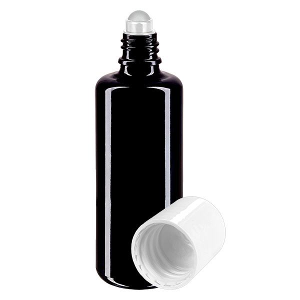 Frasco de farmácia violeta 50ml roll-on cap branco