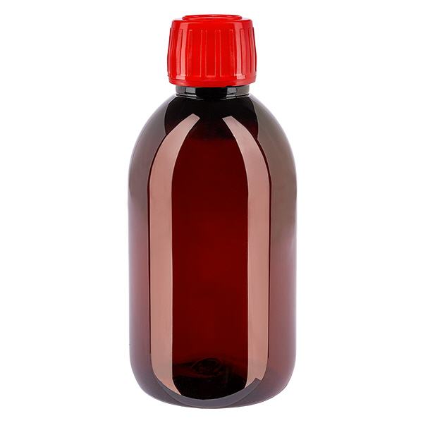 PET Flasche 250ml mit rotem Verschluss Originalitätsverschluss PET Flasche 250ml mit rotem Verschluss Originalitätsverschluss