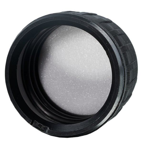 Tampa de rosca preta com vedação EPE com anel inviolável PP28 ApoGlas