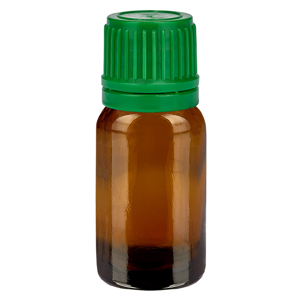 Frasco de 10 ml com tampa de rosca de 11 mm verde tampa inviolável BrownLine UT18/10