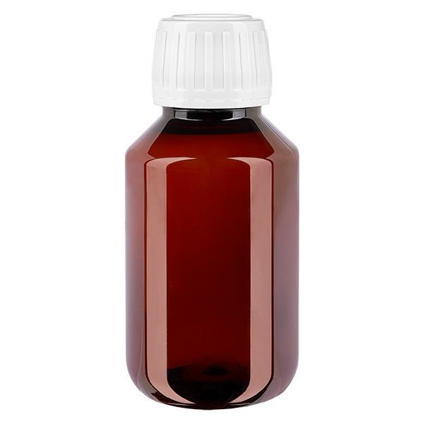 Frasco PET 100ml com tampa inviolável branca standard Frasco PET 100ml com tampa inviolável branca standard