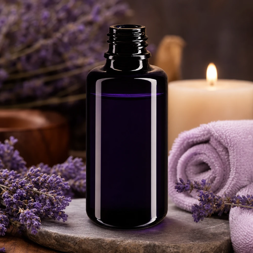 Frasco de vidro violeta 30ml DIN 18 (Mironglas) Elegante frasco conta-gotas Orion de 30 ml em vidro violeta escuro para aromaterapia e bem-estar