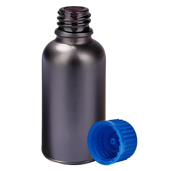 Frasco de 30 ml com tampa de rosca de 11 mm azul standard BlackLine UT18/30 Frasco de 30 ml com tampa de rosca de 11 mm azul standard BlackLine UT18/30