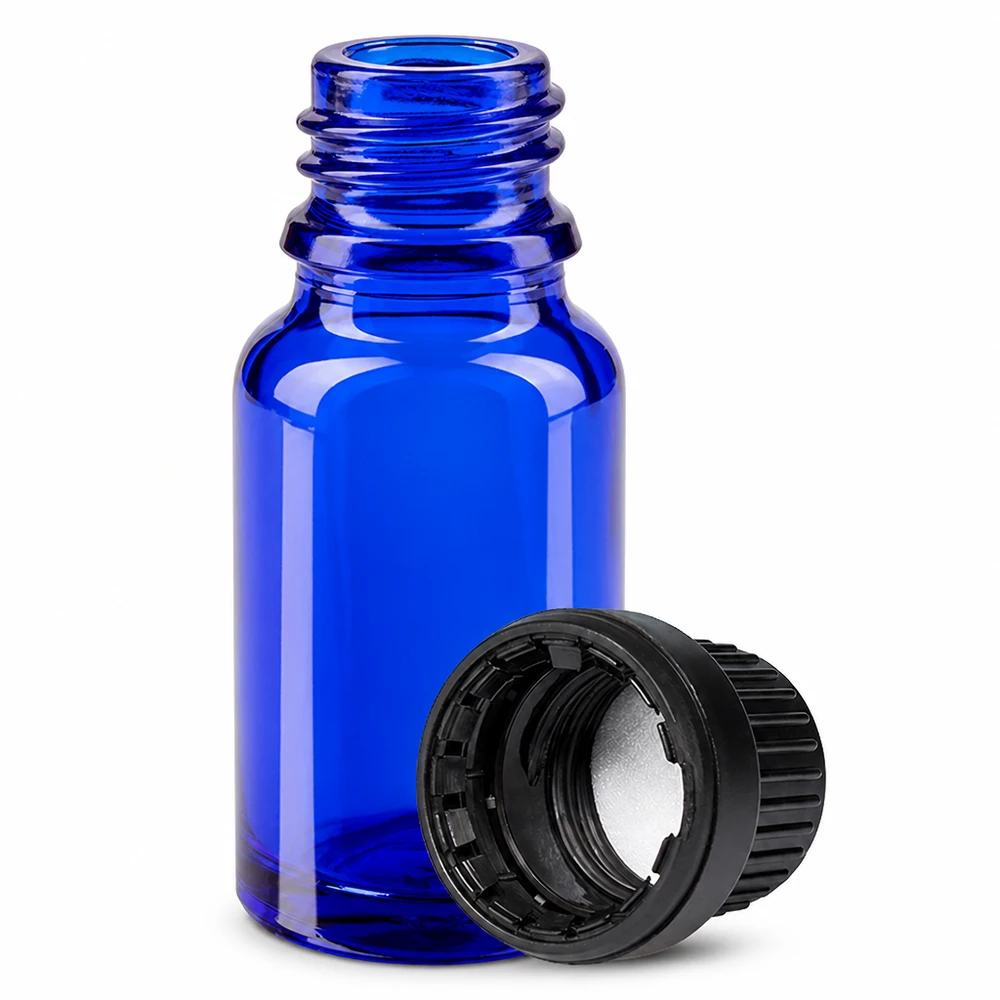 Frasco de 10 ml com tampa de rosca de 11 mm preta BlueLine UT18/10