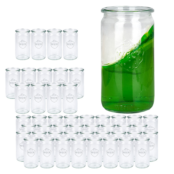 Conjunto de 48 frascos cilíndricos de 340 ml da Weck Conjunto de 48 frascos cilíndricos de 340 ml da Weck
