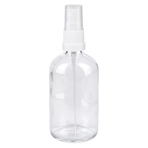 Frasco de farmácia transparente 100ml spray top branco