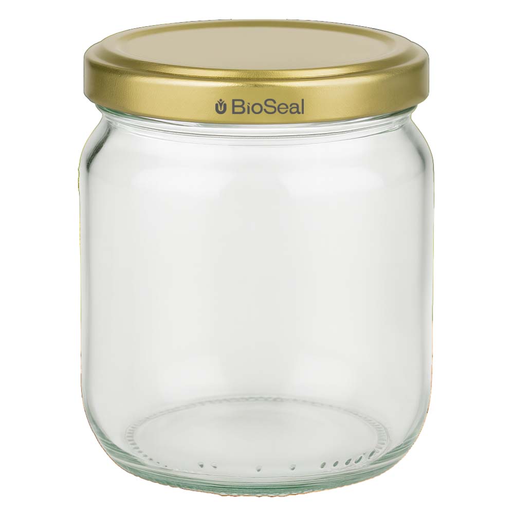 500g Honigglas mit goldenem Deckel BioSeal UNiTWIST