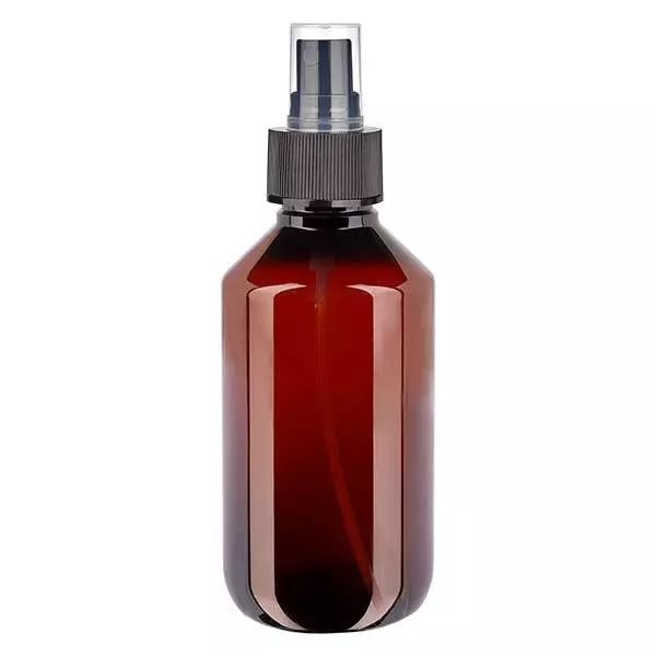 Frasco PET 200ml com atomizador preto Frasco PET 200ml com atomizador preto
