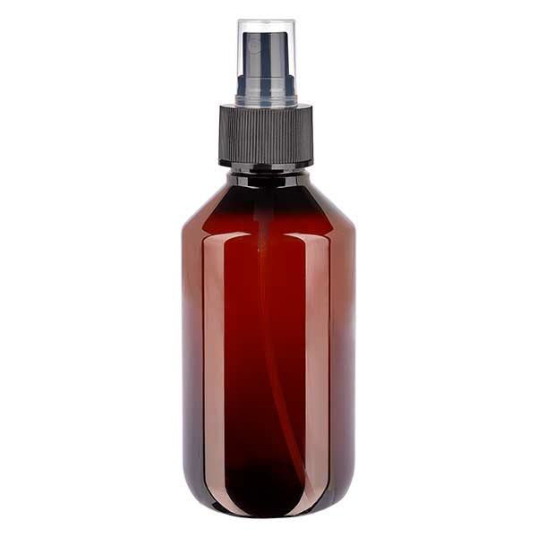 Frasco PET 200ml com atomizador preto Frasco PET 200ml com atomizador preto