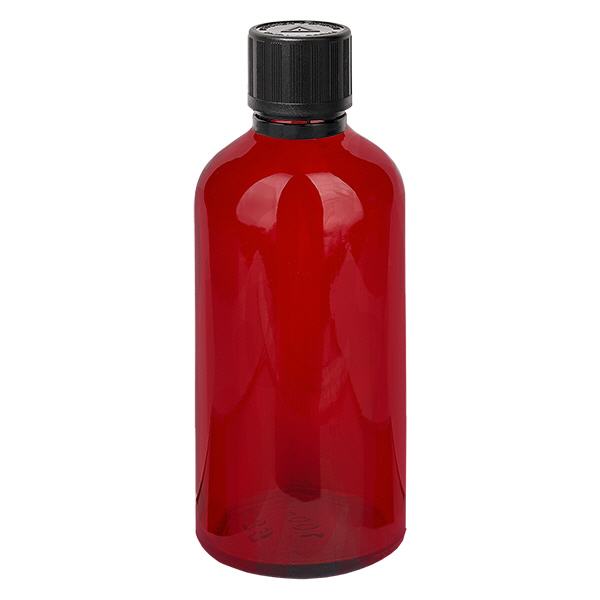 Frasco conta-gotas de 100ml 1mm preto com fecho inviolável Fecho de segurança para crianças Símbolo de aviso cego RedL. UT18/100 Frasco conta-gotas de 100ml 1mm preto com fecho inviolável Fecho de segurança para crianças Símbolo de aviso cego RedL. UT18/100