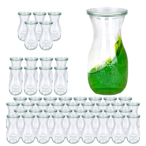 Conjunto de 48 frascos Weck garrafa de sumo de 290ml com 48 tampas de vidro Conjunto de 48 frascos Weck garrafa de sumo de 290ml com 48 tampas de vidro