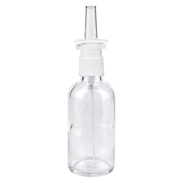 Frasco de farmácia transparente 50ml spray nasal branco standard Frasco de farmácia transparente 50ml spray nasal branco standard
