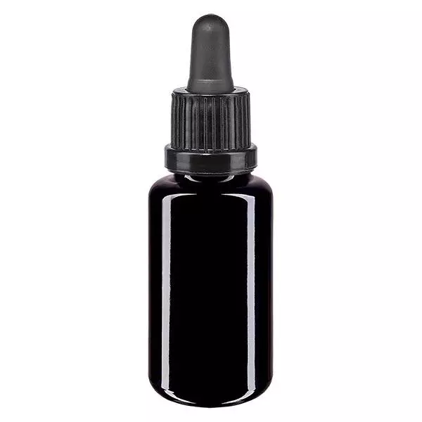 Frasco de farmácia violeta 20ml pipeta preta tampa inviolável Frasco de farmácia violeta 20ml pipeta preta tampa inviolável