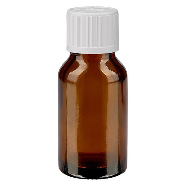 Frasco de farmácia castanho 15ml com tampa conta-gotas branca Padrão resistente a crianças Frasco de farmácia castanho 15ml com tampa conta-gotas branca Padrão resistente a crianças