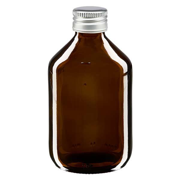 300ml Medizinflasche braun, mit Verschluss silber Aluminium ApoGlas