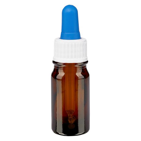 Frasco de farmácia castanho 5ml pipeta branco/azul standard