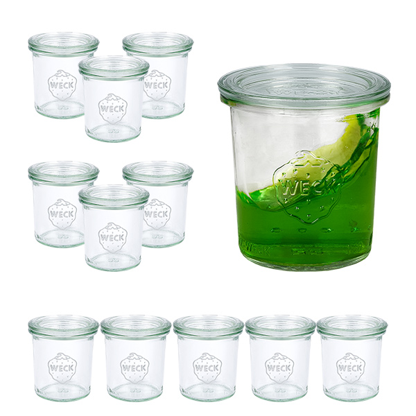 Conjunto de 12 frascos Weck de 140 ml copos de vidro com 12 tampas de vidro