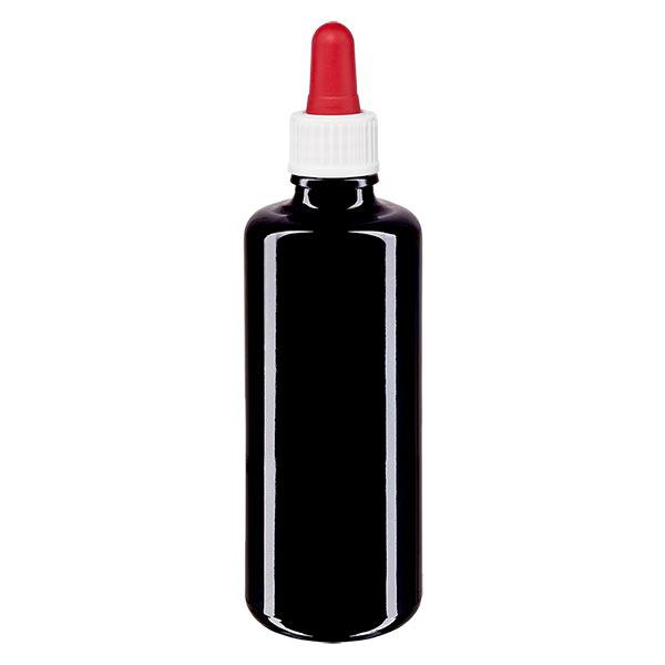Frasco de farmácia violeta pipeta 50ml branco/vermelho standard