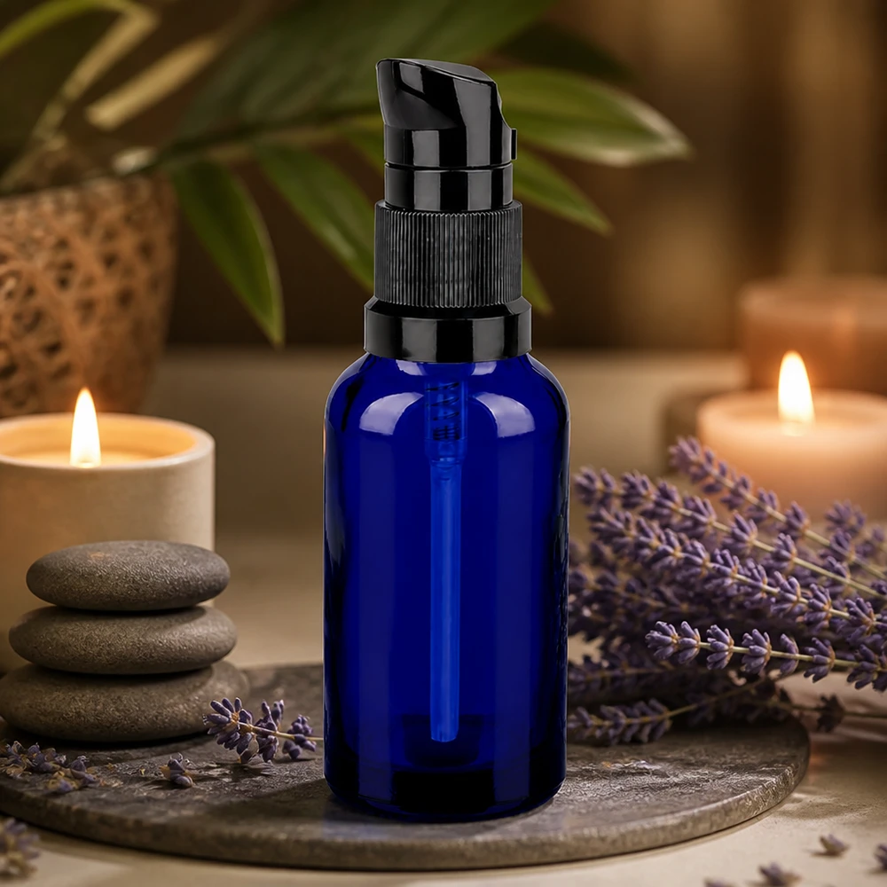 Frasco doseador de 30 ml de alta qualidade STD BlueLine UT18/30 com doseador preto para aromaterapia