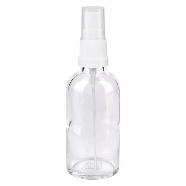 Frasco de farmácia transparente 50ml spray top branco Frasco de farmácia transparente 50ml spray top branco