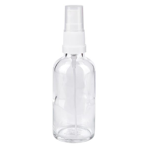 Frasco de farmácia transparente 50ml spray top branco